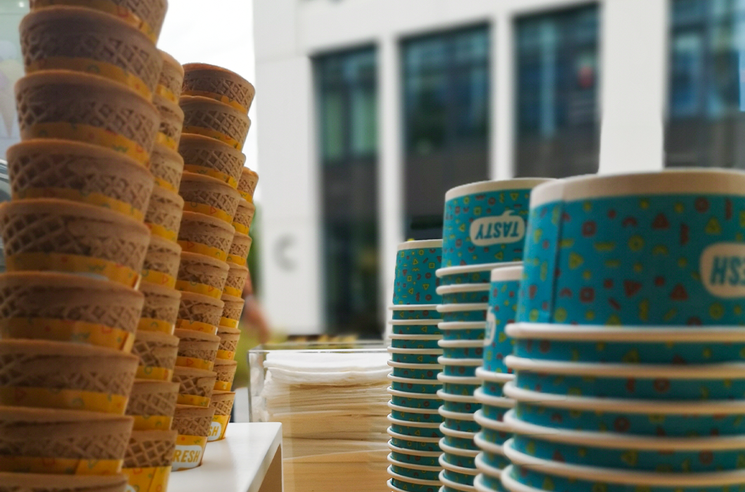 Cones and ice cream cups for a sweet break at Business Garden Bucharest